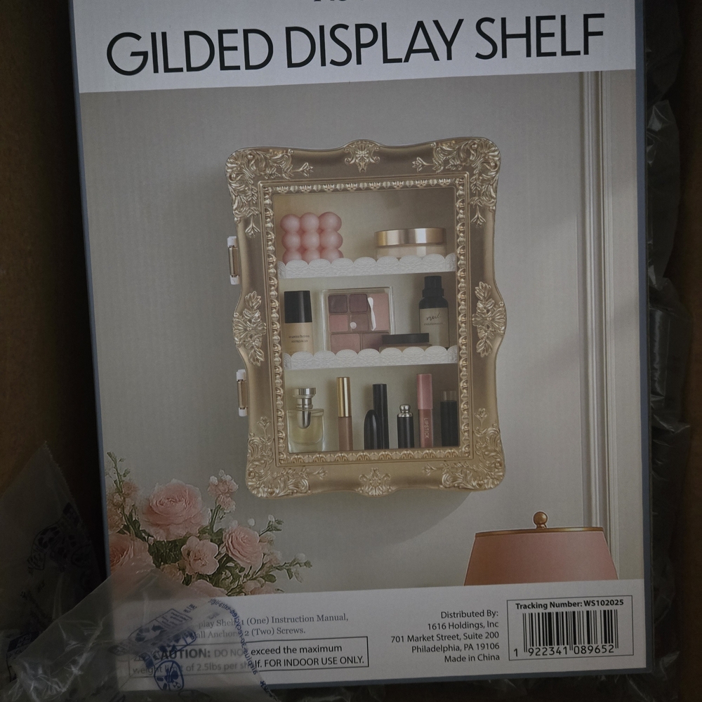 Gilded Display Shelf - Elegant Gold Wall Decor